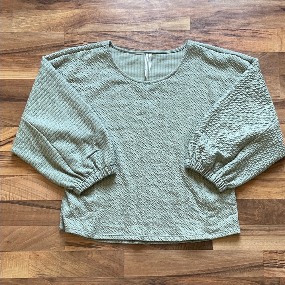 Anthropologie Textured Sage Blouse